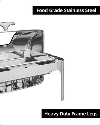 GAOMON 9QT Rectangular Roll Top Chafing Dish Buffet Set,Stainless Seel Chafing Dish Set,Catering Food Warmer with 1 Full Size Pans for Parties Catering in Saudi Arabia