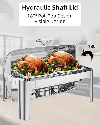 GAOMON 9QT Rectangular Roll Top Chafing Dish Buffet Set,Stainless Seel Chafing Dish Set,Catering Food Warmer with 1 Full Size Pans for Parties Catering in Saudi Arabia