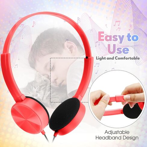 30 Pack Classroom Headphones Bulk Kids Headphones Student Headphones Wired Class over Head Earbud on Ear Set with 3.5 mm Plug 10 Colors Adjustable with Microphone Headset Earphone for Library in Saudi Arabia