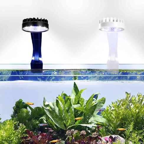 Small LED Aquarium Light for Fish Tank, 12 LEDs, White & Blue Clip on Fish Tank Light for Nano Tank, High Brightness Levels 5W USB Low Consumption Power Aquarium Clip Lamp with Switch in Saudi Arabia