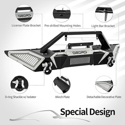 OEDRO Rear Bumper Combo Compatible with 2018-2024 Jeep Wrangler JL & Unlimited JLU (2/4 Doors),Off Road Full Width with Hitch Receiver & D-Rings & Paintable Armor in Saudi Arabia
