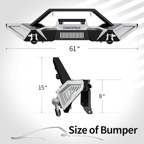 OEDRO Rear Bumper Combo Compatible with 2018-2024 Jeep Wrangler JL & Unlimited JLU (2/4 Doors),Off Road Full Width with Hitch Receiver & D-Rings & Paintable Armor in Saudi Arabia