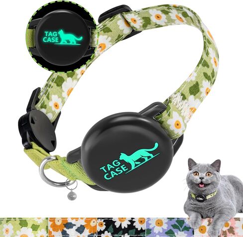 Apple Airtag Cat Collar with Breakaway Buckle and Airtag Holder - Lightweight Reflective Cat GPS Tracker Air Tag Collar with Bell for Small Cats, Kittens, and Puppies - Perfect for Pet Owners! in Saudi Arabia