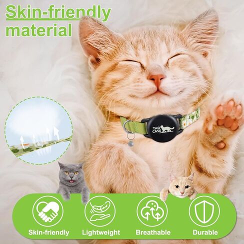 Apple Airtag Cat Collar with Breakaway Buckle and Airtag Holder - Lightweight Reflective Cat GPS Tracker Air Tag Collar with Bell for Small Cats, Kittens, and Puppies - Perfect for Pet Owners! in Saudi Arabia