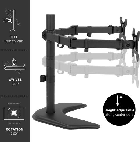 VIVO Full Motion Dual Monitor Free-Standing Desk Stand VESA Mount, Double Joints, Holds 2 Screens up to 32 inches, STAND-V102K in Saudi Arabia