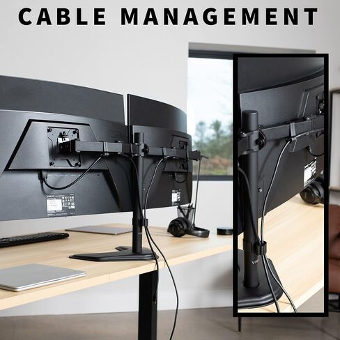 VIVO Full Motion Dual Monitor Free-Standing Desk Stand VESA Mount, Double Joints, Holds 2 Screens up to 32 inches, STAND-V102K in Saudi Arabia