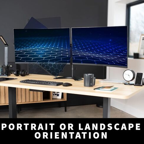 VIVO Full Motion Dual Monitor Free-Standing Desk Stand VESA Mount, Double Joints, Holds 2 Screens up to 32 inches, STAND-V102K in Saudi Arabia