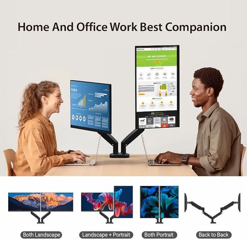 j5create Ergonomic Dual Monitor Mount, Fully Adjustable Monitor Desk Stand for 2 Screens up to 32 inch, Integrated Cable Management, Comes with Clamp and Grommet Mount Options (JTSA102) in Saudi Arabia
