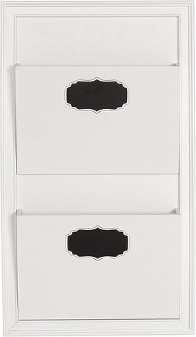 DesignOvation Walcott Decorative Wall Organizer Mail Holder with Two Pockets, White in Saudi Arabia