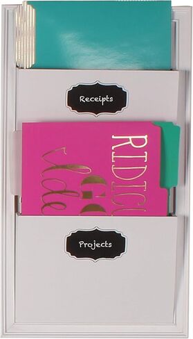DesignOvation Walcott Decorative Wall Organizer Mail Holder with Two Pockets, White in Saudi Arabia