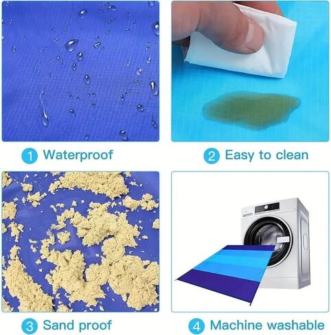 1pc Waterproof Beach Blanket、Sandproof Beach Mat for 1-4 Adults for Lightweight & Sandproof Picnic Mat for Travel, Camping, Hiking in Kuwait