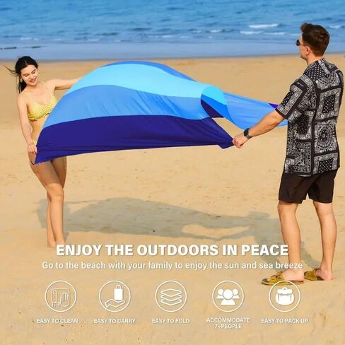 1pc Waterproof Beach Blanket、Sandproof Beach Mat for 1-4 Adults for Lightweight & Sandproof Picnic Mat for Travel, Camping, Hiking in Kuwait