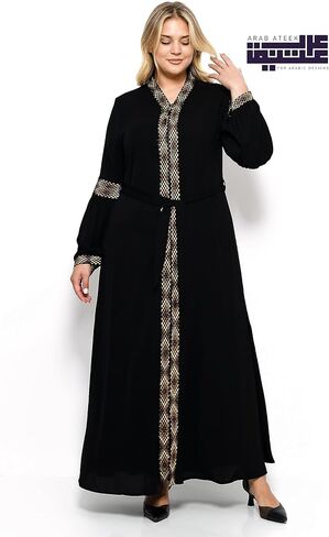 فساتين عباية قفطان إسلامية بأكمام طويلة على الطراز العرقي وسحاب - فستان عباية للنساء من القطن in Kuwait