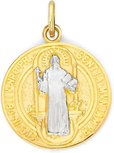 سحر الذهب الصلب للقديس بنديكت عيار 10 أو 14 قيراط، مجوهرات دينية أنيقة مع حلقة القفز بلمسة نهائية باللون البولندي in Kuwait