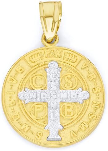 سحر الذهب الصلب للقديس بنديكت عيار 10 أو 14 قيراط، مجوهرات دينية أنيقة مع حلقة القفز بلمسة نهائية باللون البولندي in Kuwait