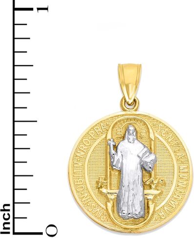 سحر الذهب الصلب للقديس بنديكت عيار 10 أو 14 قيراط، مجوهرات دينية أنيقة مع حلقة القفز بلمسة نهائية باللون البولندي in Kuwait