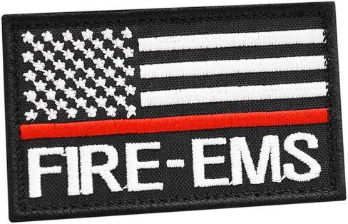 American EMS Fire Rescue Thin Red Line 2x3.25 US Flag Medic Firefighter Morale Hook Cap Patch in Saudi Arabia