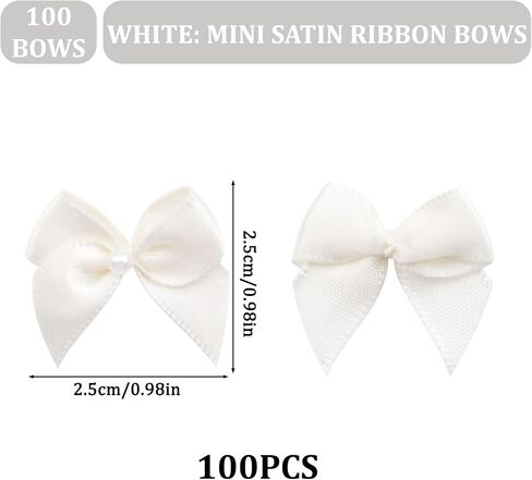 WANDIC Decorative Polyester Bow with Pearl, 100 Pcs Pink Mini Satin Ribbon Bowknot Twist Tie Bows Premade Bows for Wedding Favors Decor Gift Wrap DIY Craft in Saudi Arabia
