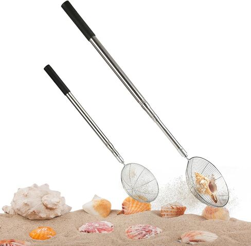 قطعتان من منخل رمال الشاطئ الجديد، منخل أسنان القرش ومجرفة الصخور مع حقيبة تجميع الصدفة - مجرفة مغرفة الشاطئ وأداة غربلة لالتقاط الأصداف وتمشيط الشاطئ وصيد الصخور in Kuwait