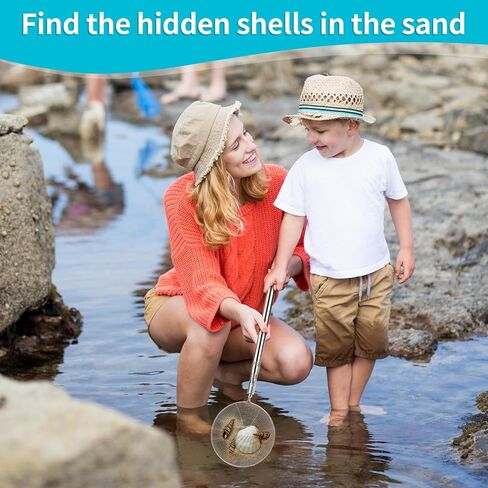 قطعتان من منخل رمال الشاطئ الجديد، منخل أسنان القرش ومجرفة الصخور مع حقيبة تجميع الصدفة - مجرفة مغرفة الشاطئ وأداة غربلة لالتقاط الأصداف وتمشيط الشاطئ وصيد الصخور in Kuwait