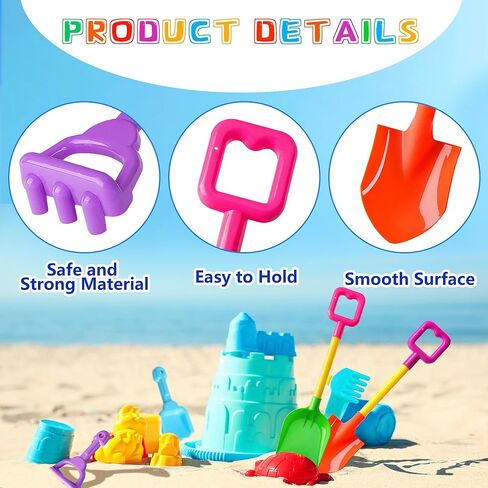 5 قطع من معاول الشاطئ للأطفال من كودري - مجارف الشاطئ بمقبض طويل ألعاب مجارف رملية - مجارف رمل للأطفال مجارف مجرف للحديقة في الفناء الخلفي وحفر الثلج الرملي in Kuwait