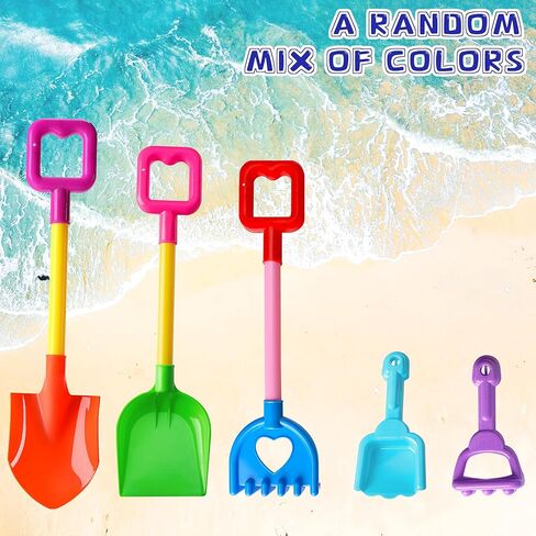 5 قطع من معاول الشاطئ للأطفال من كودري - مجارف الشاطئ بمقبض طويل ألعاب مجارف رملية - مجارف رمل للأطفال مجارف مجرف للحديقة في الفناء الخلفي وحفر الثلج الرملي in Kuwait