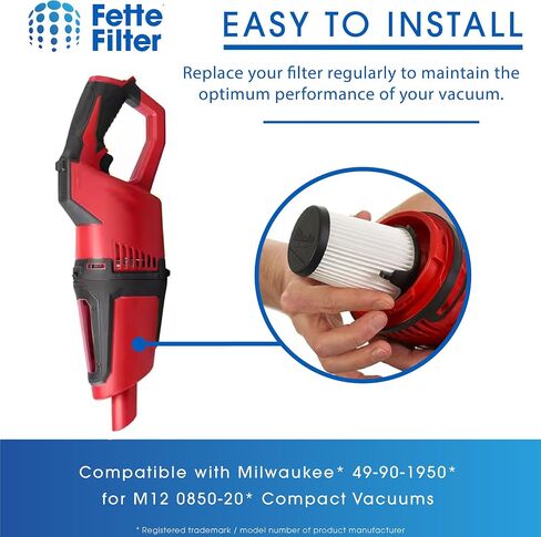 49-90-1950 HEPA Filter Replacement Compatible with Milwaukee 49-90-1950 HEPA Filter Replacement for M12 0850-20 Compact Vacuum. Includes 2 Premium Replacemnts. in Saudi Arabia