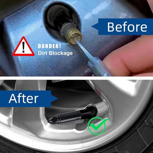 أغطية صمام الإطارات QILISEN باللون الأسود، 4 عبوات، أغطية جذعية صمامات معدنية متينة على شكل رصاصة مقاومة للغبار ومضادة لتسرب الهواء، أغطية ساق صمام الألومنيوم العالمية مناسبة للسيارات والشاحنات والدراجات النارية والدراجات in Kuwait