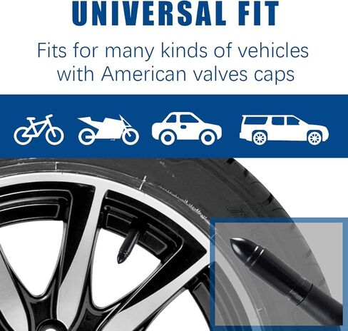 أغطية صمام الإطارات QILISEN باللون الأسود، 4 عبوات، أغطية جذعية صمامات معدنية متينة على شكل رصاصة مقاومة للغبار ومضادة لتسرب الهواء، أغطية ساق صمام الألومنيوم العالمية مناسبة للسيارات والشاحنات والدراجات النارية والدراجات in Kuwait