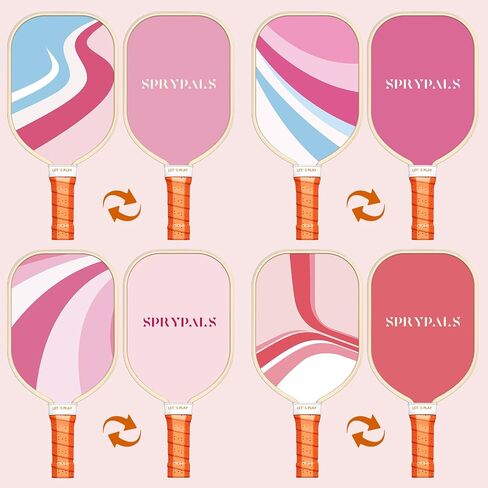Sprypals Pink Pickleball Paddles, USAPA Approved Pickleball Set of 4 with 4 Pickleball Balls and 1 Carry Bag Premium Wood Pickleball Rackets with Ergonomic Grip for Beginner & Pros Gifts for Women Men in Saudi Arabia