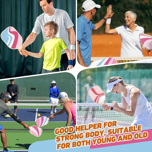 Sprypals Pink Pickleball Paddles, USAPA Approved Pickleball Set of 4 with 4 Pickleball Balls and 1 Carry Bag Premium Wood Pickleball Rackets with Ergonomic Grip for Beginner & Pros Gifts for Women Men in Saudi Arabia