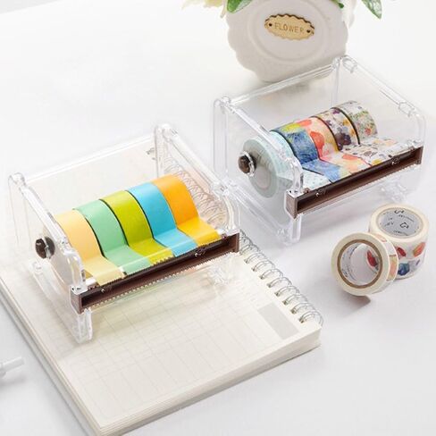 2 Packs Washi Tape Dispenser Cutter,Roll Tape Holder Organizer,Masking Tape Desktop Tape DIY Sticker Roll Tape Cutter,Washi Tape Box Holder Storage in Saudi Arabia