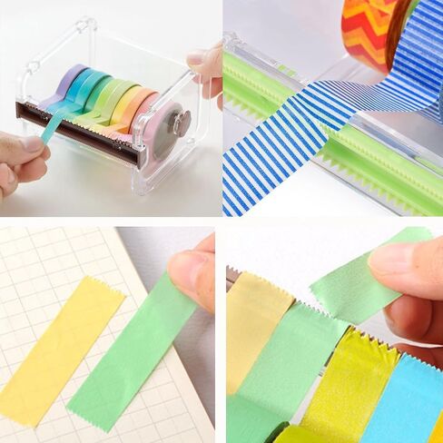 2 Packs Washi Tape Dispenser Cutter,Roll Tape Holder Organizer,Masking Tape Desktop Tape DIY Sticker Roll Tape Cutter,Washi Tape Box Holder Storage in Saudi Arabia