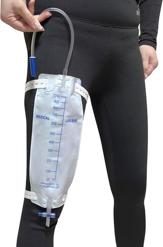 3 قطع 1000 مل حقيبة الساق حقيبة الصرف البولية، حقيبة جمع البول مع الأنابيب، صمام مضاد للارتجاع in Kuwait