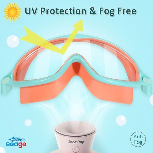 Seago 2 Pack Kids Goggles for Swimming No Leaking Anti-Fog Outer Eye Fit with Wide View UV Protection Crystal Clear Watertight Swim Goggles with nose cover Suitable for Youth Girls Boys Age 3 to 15 in Saudi Arabia