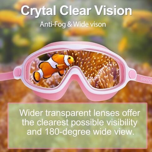 Seago 2 Pack Kids Goggles for Swimming No Leaking Anti-Fog Outer Eye Fit with Wide View UV Protection Crystal Clear Watertight Swim Goggles with nose cover Suitable for Youth Girls Boys Age 3 to 15 in Saudi Arabia