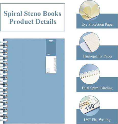 M&G 4 Pack Spiral Steno Pads, A5 Size White Paper with Line Steno Notebooks Writing Notebooks for Students School University College Office 14x20CM 60 Sheet 120 Page/Pad (A5 Multicolor) in Saudi Arabia
