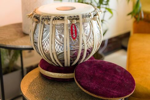 طقم طبلة طبلة للحفلات الموسيقية من مهراجا، بيان نحاسي 4½ كجم، مصمم، أرقى دايان مع حقيبة مبطنة، مطرقة، وسائد وغطاء - مجموعة طبلة طبلة طبلة، طبلة الآلات الموسيقية الهندية (PDI-69) in Kuwait