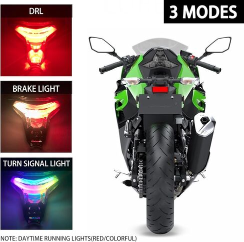 أضواء خلفية LED للدراجة النارية NINJA 400 2018-2024 Z400 Z250 Z400 Z1000 Z1000R ZX6R ZX10R ZX10RR ABS ضوء الفرامل الخلفي DRL مع إشارات الانعطاف مؤشر ديناميكي متسلسل in Kuwait