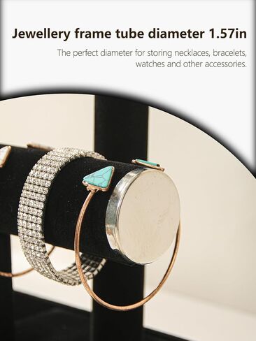 منظم حامل سوار القلادة من طبقتين من Julysky مع حامل عرض مجوهرات بصينية حلقية، حامل مجوهرات لساعات Scrunchie قابل للفصل (أسود) in Kuwait