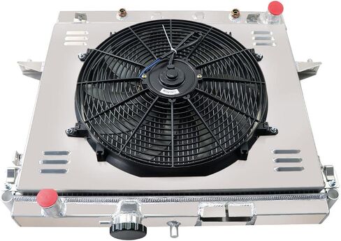 مشعاع ألومنيوم أساسي من EGINCOOLER لـ 2006-2012 GMC Canyon / 06-10 Hummer H3 H3T / 09-12 Chevy Colorado Pickup Trucks جميع مشعاع الألومنيوم مع مروحة كفن + مرحل 07 08 09 10 11 12 in Kuwait