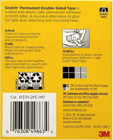Scotch(R) 137 Photo Safe Double-Sided Tape, 1/2in. x 400in., Pack of 4 in Saudi Arabia