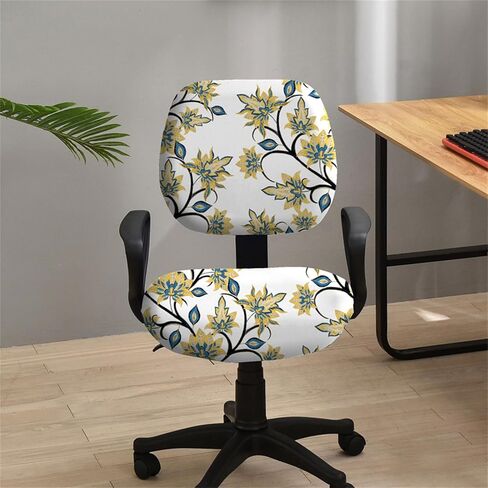 KRFOONN Stretch Computer Office Chair Covers Water Resistant Computer Chair Cover 2 Piece Universal Desk Rotating Chair Slipcovers Protector Removable Chair Seat Cover + Backrest Cover, 03 in Saudi Arabia