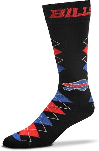 FBF - NFL Adult Team Logo Fan Nation Black Argyle Crew Dress Socks Footwear for Men and Women Game Day Apparel in Saudi Arabia