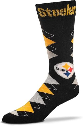 FBF - NFL Adult Team Logo Fan Nation Black Argyle Crew Dress Socks Footwear for Men and Women Game Day Apparel in Saudi Arabia