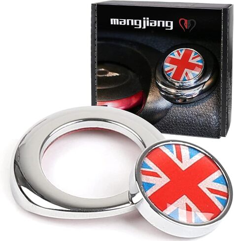 Metal Engine Start Push Start Button Ignition Starter Pushbutton Cover Cap Sticker for Mini Cooper R55 Clubman R56 Hatchback R57 Convertible R58 Coupe R59 Roadster R60 Countryman R61 (Gray Union Jack) in Saudi Arabia
