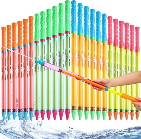 Leitee 48 Pieces 25 Inches Crayon Water Guns Bulk Long Water Shooters Water Suction Gun Water Squirters Summer Outdoor Beach Pool Party Game Toys for Kids Teens Adults Party Favors Supplies, 4 Colors in Saudi Arabia