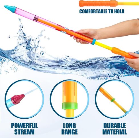 Leitee 48 Pieces 25 Inches Crayon Water Guns Bulk Long Water Shooters Water Suction Gun Water Squirters Summer Outdoor Beach Pool Party Game Toys for Kids Teens Adults Party Favors Supplies, 4 Colors in Saudi Arabia