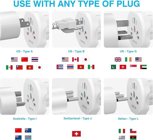 [1-Pack] Type E F Plug Adapter, VINTAR Germany France Travel Plug Adapter, South Korea Outlet Adapter, Schuko Power Adaptor for US to Europe EU Spain Iceland Korea Greece Russia German French in Saudi Arabia