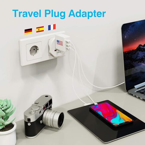 [1-Pack] Type E F Plug Adapter, VINTAR Germany France Travel Plug Adapter, South Korea Outlet Adapter, Schuko Power Adaptor for US to Europe EU Spain Iceland Korea Greece Russia German French in Saudi Arabia